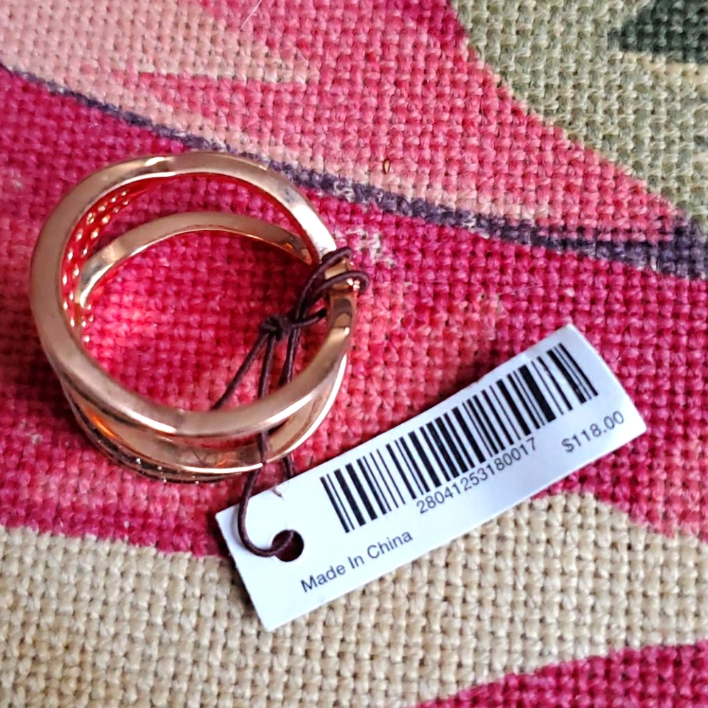 Henri Bendel Gold and Silver Crystal Ring Size 8 - Picture 6 of 7